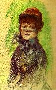 flicka med hatt och flor Pierre-Auguste Renoir